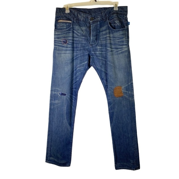 ROCKSTAR SUSHI Men's size 36/33 distressed straight leg button fly denim jeans - Picture 1 of 12